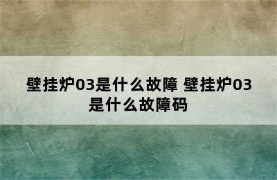 壁挂炉03是什么故障 壁挂炉03是什么故障码